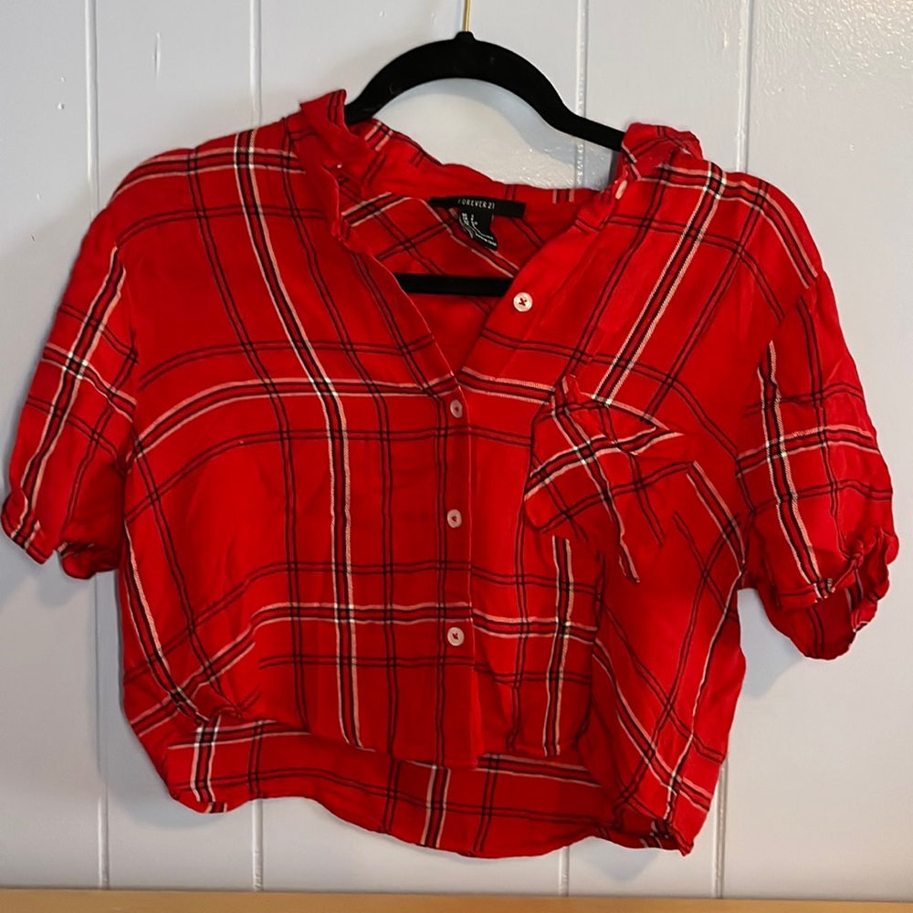 Red plaid button up